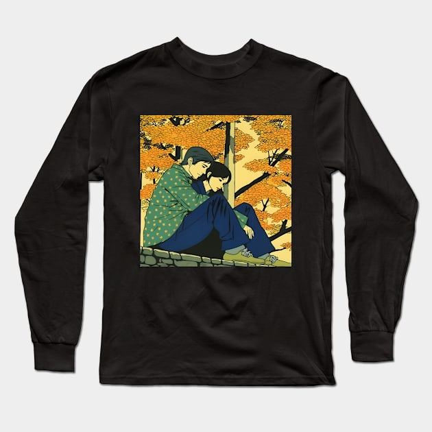 Lovely Couple Hugging in fall Long Sleeve T-Shirt by KOTYA